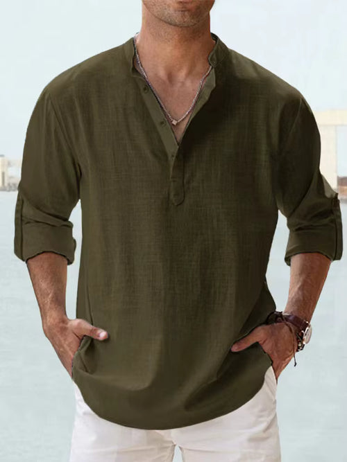 Camicia da uomo in cotone e lino
