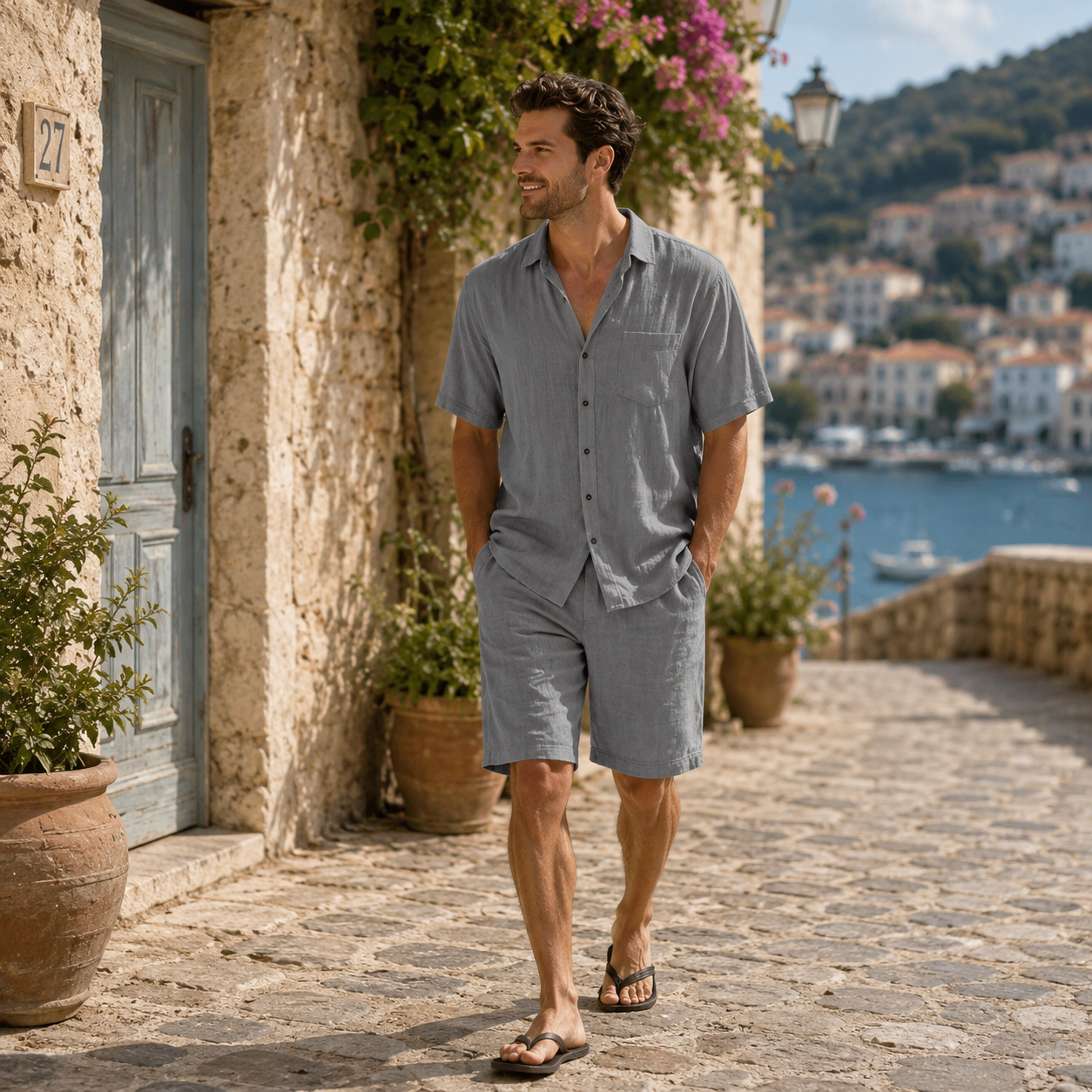 Completo Uomo Riviera – Camicia e Bermuda in Lino